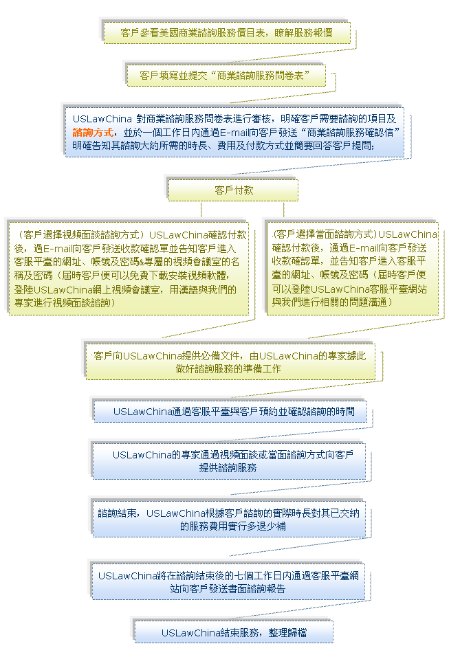 美國商業諮詢服務流程圖